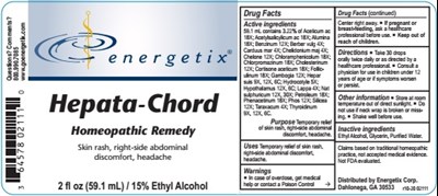 2 Oz Bottle Label (Energetix Hepata Chord 2 Oz. Bottle Label)
